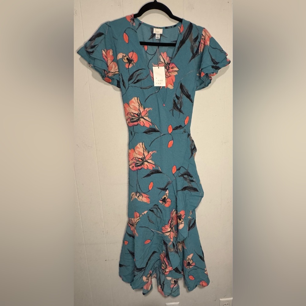 a new day Teal Floral Midi Dress with Pink Accents - Picture 2 of 5